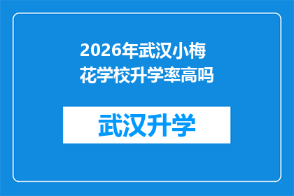2026年武汉小梅花学校升学率高吗(2026年武汉小梅花学校升学率表现如何？)