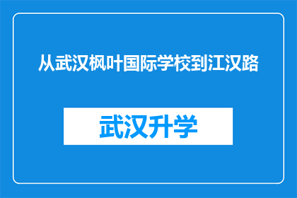 从武汉枫叶国际学校到江汉路(从武汉枫叶国际学校到江汉路，您是如何规划您的出行路线？)