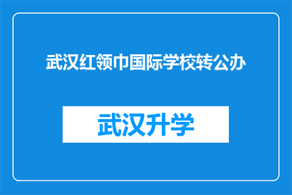 武汉红领巾国际学校转公办(武汉红领巾国际学校是否即将转为公办？)