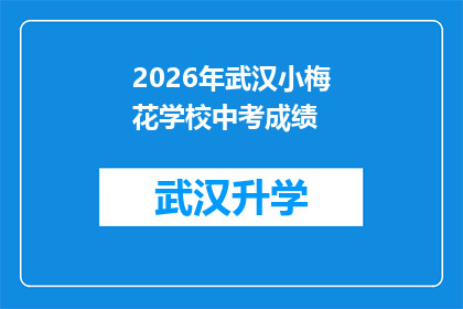 2026年武汉小梅花学校中考成绩(2026年武汉小梅花学校中考成绩公布，家长和学生期待的谜底即将揭晓)