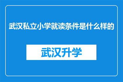 武汉私立小学就读条件是什么样的(武汉私立小学入学条件究竟有何要求？)