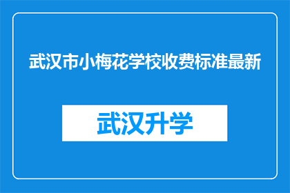 武汉市小梅花学校收费标准最新