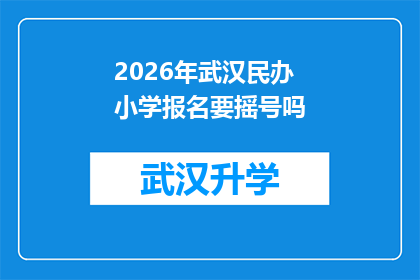 2026年武汉民办小学报名要摇号吗(2026年武汉民办小学报名将采用摇号方式吗？)