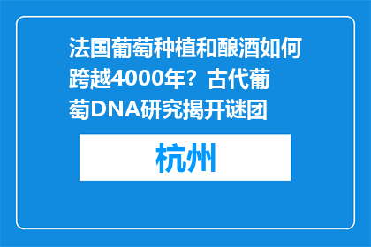 法国葡萄种植和酿酒如何跨越4000年？古代葡萄DNA研究揭开谜团