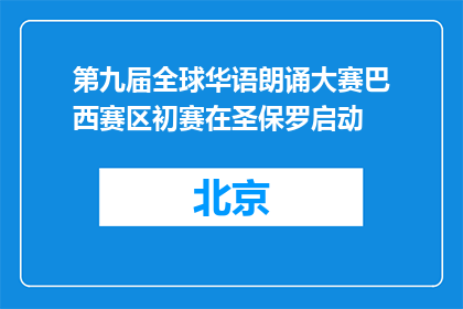 第九届全球华语朗诵大赛巴西赛区初赛在圣保罗启动