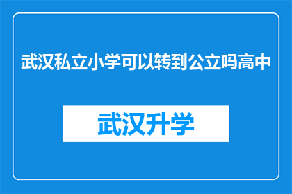 武汉私立小学可以转到公立吗高中(武汉私立小学学生能否转入公立学校就读？)