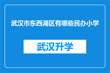 武汉市东西湖区有哪些民办小学(武汉市东西湖区民办小学有哪些？)