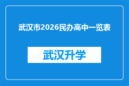 武汉市2026民办高中一览表(武汉市2026年民办高中一览表：您是否了解即将到来的教育资源变化？)