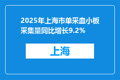 2025年上海市单采血小板采集量同比增长9.2%