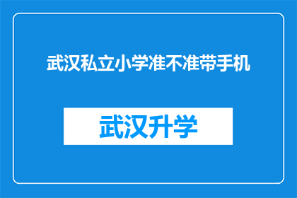 武汉私立小学准不准带手机(武汉私立小学是否允许学生携带手机？)