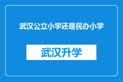 武汉公立小学还是民办小学(武汉公立小学与民办小学：您更倾向于哪一类？)
