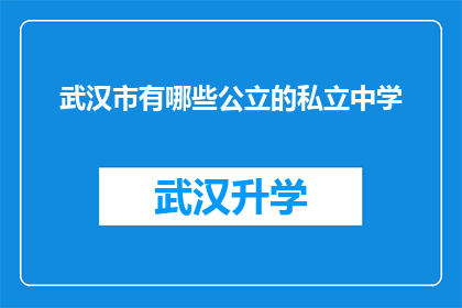 武汉市有哪些公立的私立中学(武汉市公立私立中学一览：探索那些提供卓越教育体验的学府)