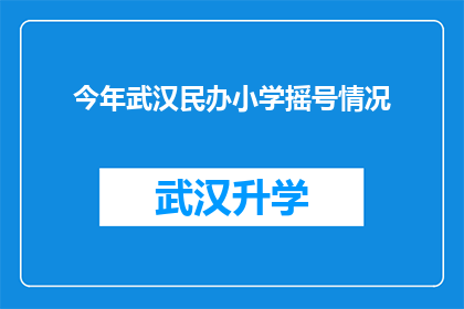 今年武汉民办小学摇号情况(今年武汉民办小学摇号情况如何？)