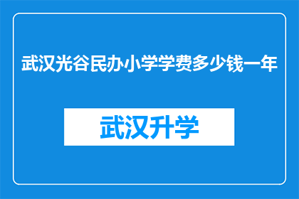 武汉光谷民办小学学费多少钱一年(武汉光谷民办小学一年学费是多少？)