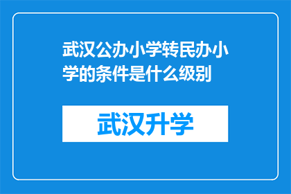 武汉公办小学转民办小学的条件是什么级别(武汉公办小学转为民办小学的条件是什么级别？)
