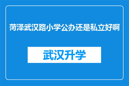 菏泽武汉路小学公办还是私立好啊(菏泽武汉路小学是公办还是私立？家长和学生如何选择适合的教育环境？)