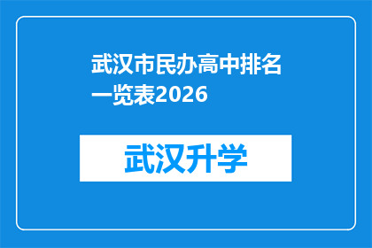 武汉市民办高中排名一览表2026(2026年武汉市民办高中排名一览表：您最青睐的是哪一所？)