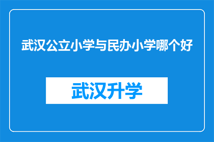 武汉公立小学与民办小学哪个好(武汉公立小学与民办小学哪个更好？)