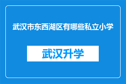 武汉市东西湖区有哪些私立小学(武汉市东西湖区私立小学一览：您知道哪些学校值得选择吗？)
