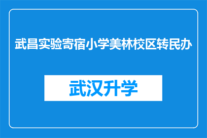 武昌实验寄宿小学美林校区转民办(武昌实验寄宿小学美林校区是否转为民办？)