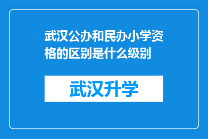 武汉公办和民办小学资格的区别是什么级别(武汉公办与民办小学资格的级别差异是什么？)