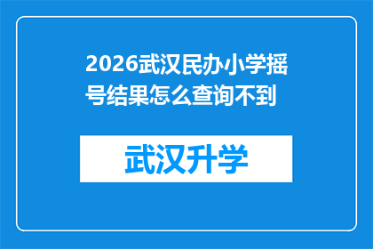 2026武汉民办小学摇号结果怎么查询不到(2026年武汉民办小学摇号结果查询为何无法实现？)
