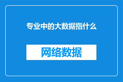 专业中的大数据指什么(大数据在专业领域中究竟指什么？)