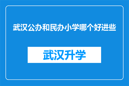 武汉公办和民办小学哪个好进些(武汉公办与民办小学入学门槛比较：哪个更容易被录取？)