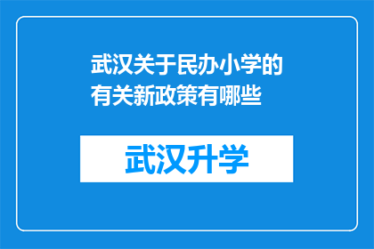 武汉关于民办小学的有关新政策有哪些(武汉民办小学新政策有哪些？)
