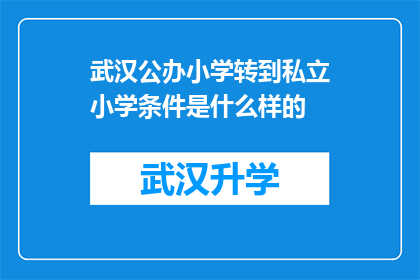 武汉公办小学转到私立小学条件是什么样的(武汉公办小学转至私立小学的条件是什么？)