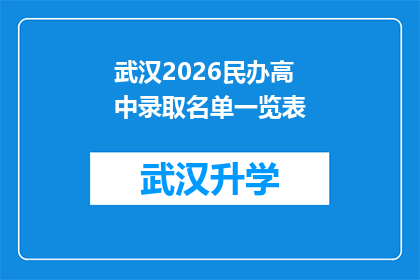 武汉2026民办高中录取名单一览表(武汉2026年民办高中录取名单一览表，你准备好了吗？)