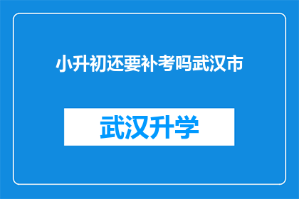 小升初还要补考吗武汉市(武汉市小升初是否需补考？)