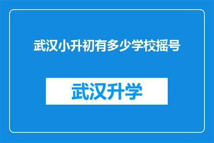 武汉小升初有多少学校摇号(武汉小升初摇号情况究竟有多少学校参与？)