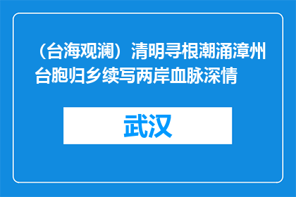 （台海观澜）清明寻根潮涌漳州 台胞归乡续写两岸血脉深情