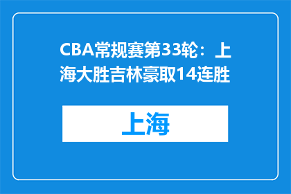 CBA常规赛第33轮：上海大胜吉林豪取14连胜