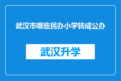 武汉市哪些民办小学转成公办(武汉市民办小学转型为公办学校，这一政策变动引发了广泛关注随着教育改革的深入，越来越多的民办小学开始寻求转型之路，以适应新的教育环境那么，哪些民办小学已经成功转变成了公办学校呢？这些学校的转型过程又是怎样的呢？让我们一起来了解一下吧)