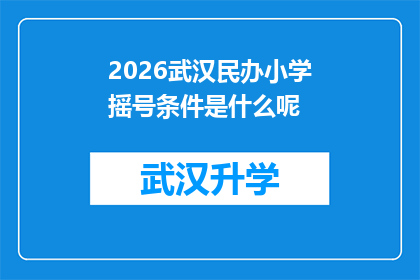 2026武汉民办小学摇号条件是什么呢(2026年武汉民办小学摇号资格条件是什么？)