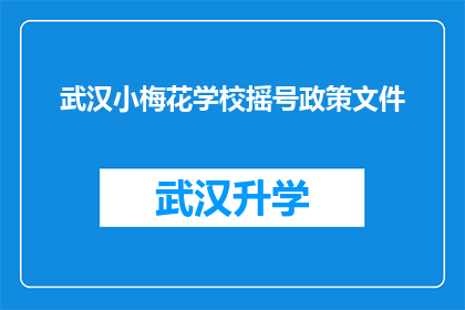 武汉小梅花学校摇号政策文件(武汉小梅花学校摇号政策文件是否公开透明？)