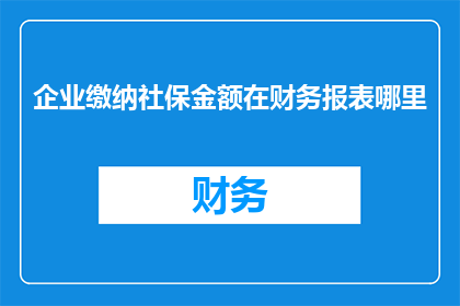 企业缴纳社保金额在财务报表哪里(企业如何正确在财务报表中体现其缴纳的社保金额？)