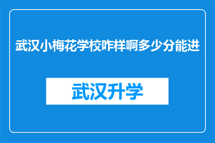 武汉小梅花学校咋样啊多少分能进(武汉小梅花学校：一所怎样的学校？入学门槛是多少分？)