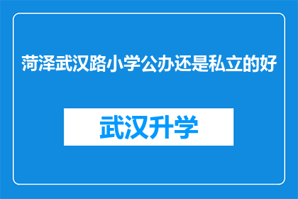菏泽武汉路小学公办还是私立的好(菏泽武汉路小学是公办还是私立？家长和学生该如何选择？)