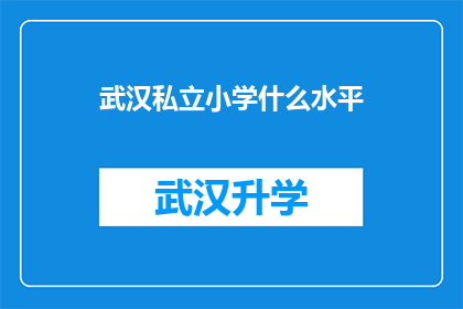 武汉私立小学什么水平(武汉私立小学的教育水平如何？)
