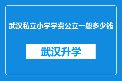武汉私立小学学费公立一般多少钱(武汉私立小学学费与公立学校相比，一般多少钱？)