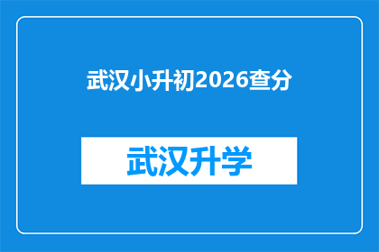 武汉小升初2026查分(2026年武汉小升初成绩查询，你准备好了吗？)