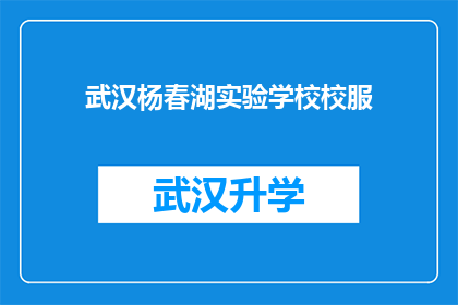 武汉杨春湖实验学校校服(武汉杨春湖实验学校校服是否值得购买？)