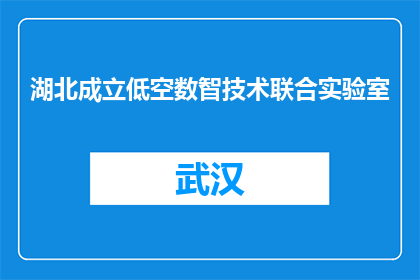 湖北成立低空数智技术联合实验室