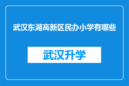 武汉东湖高新区民办小学有哪些(武汉东湖高新区民办小学有哪些？)